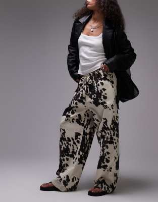 asos Topshop linen balloon trouser in cow print