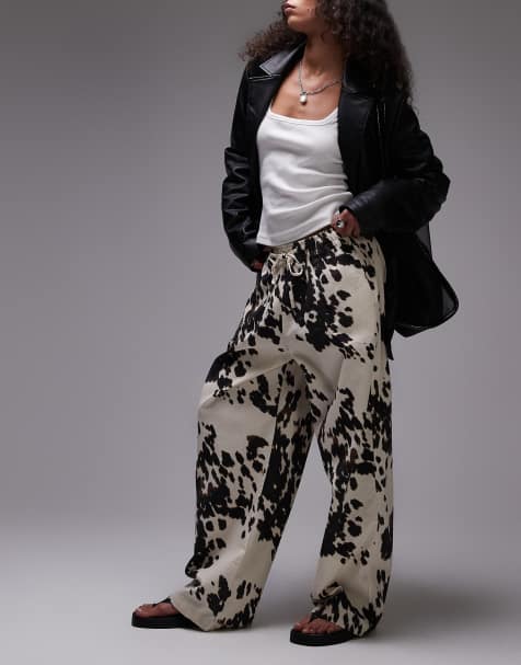 Topshop linen balloon trouser in cow print - view 1