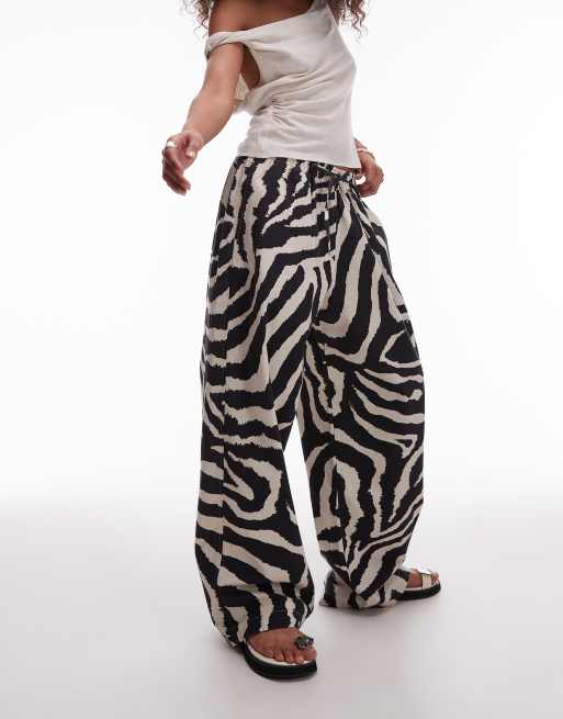 Topshop linen balloon trouser in zebra print, 2 of 5