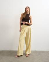 Topshop linen balloon trouser with tie waist in buttermilk
