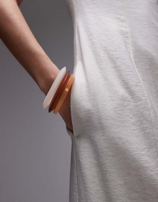 Topshop linen bandeau midi in natural
