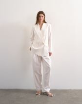 Topshop linen barrel leg trouser in white
