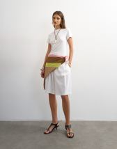 Topshop linen bermuda short in white