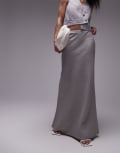[Topshop] Topshop linen bias maxi skirt in charcoal-Grey 10 Charcoal