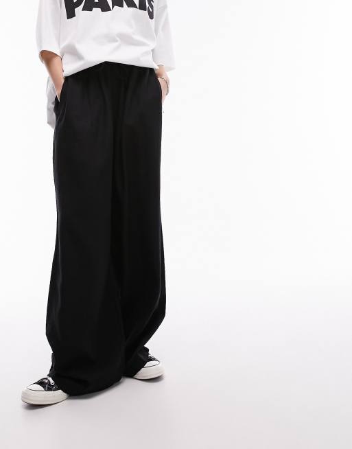 Topshop linen blend balloon pants in black, 5 of 5