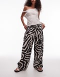 [Topshop] Topshop linen-blend balloon pants in zebra print-Multi XS MULTI