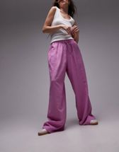 Stradivarius STR Petite straight leg cargo trouser in washed pink