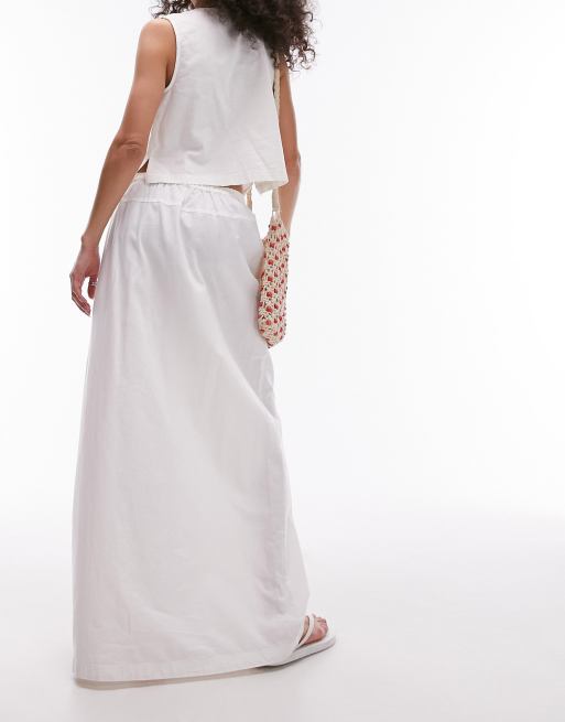 Topshop linen blend beach maxi skirt in white - part of a set, 3 of 4