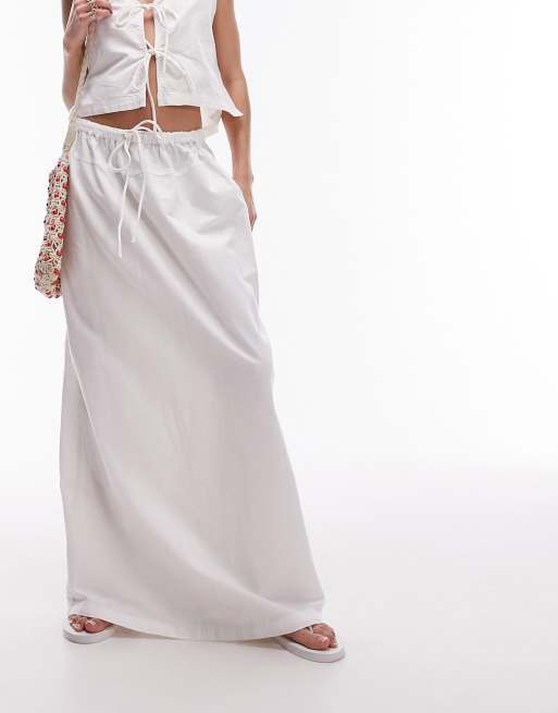 Topshop linen blend beach maxi skirt in white - part of a set, 4 of 4