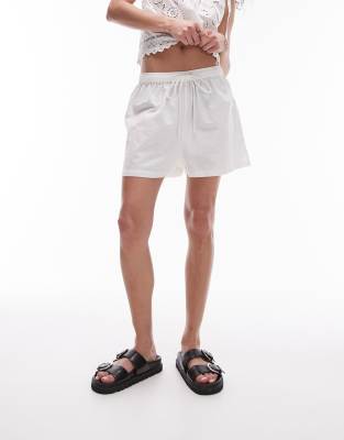 Topshop Topshop linen blend beach shorts in white