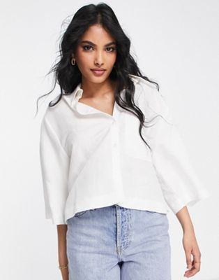 Topshop co-ord linen boxy shirt in white - ASOS Price Checker