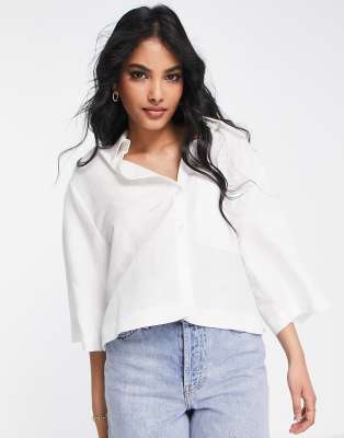 Topshop co-ord linen boxy shirt in white - ASOS Price Checker