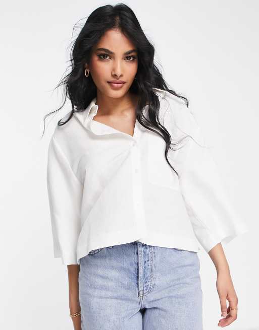 Topshop linen boxy shirt in white - part of a set | ASOS