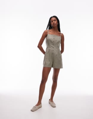 Topshop Linen Button Down Romper