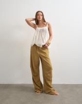 Topshop linen cargo trouser in tan