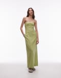 [Topshop] Topshop linen heavy seamed bandeau midi dress in Pistachio green 6 Pistachio