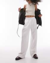 Monki Calah fluffy knitted wide leg pants in beige 3 piece set