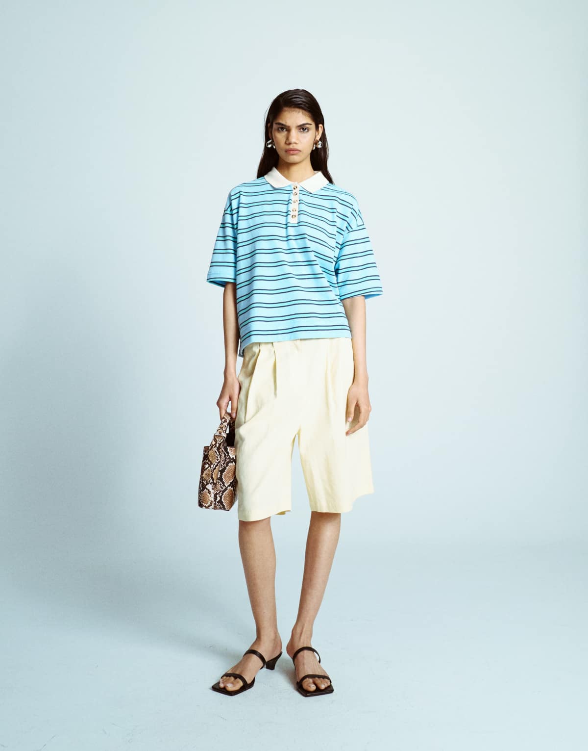 Topshop linen longline short in neutral