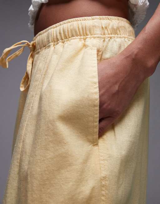 Topshop linen balloon trouser in yellow