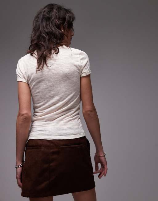 Topshop linen look tee in ivory
