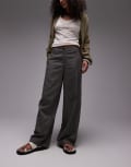 [Topshop] Topshop linen low slung stripe pants in mono-Multi 16 Mono