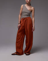 ASOS DESIGN cross wrap polyamide top in brown