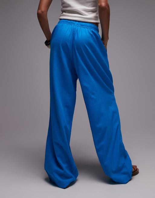 Topshop linen mix balloon pants in turquoise