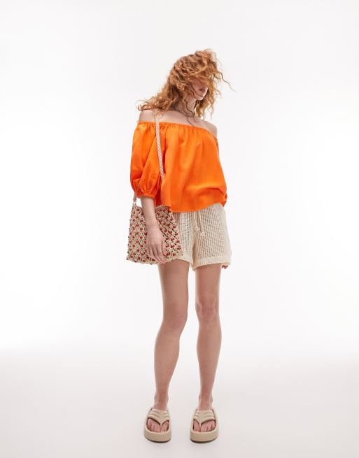 Orange 2025 bardot top