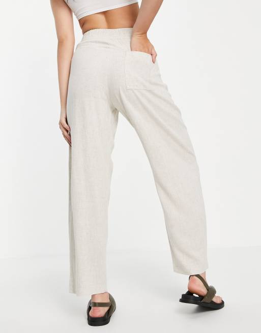 Ellison Striped Linen Pants - Taupe/Cream