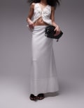 [Topshop] Topshop linen raw edge trim bias maxi skirt in white 16 IVORY