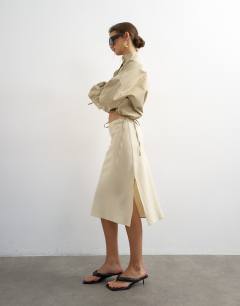 Linen rich 90s length skirt in ecru