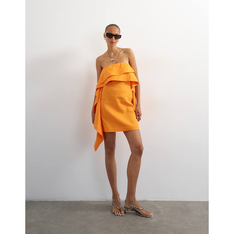 topshop linen dress Topshop - Bandeau Drape Mini Dress - Women - Linen/Viscose - 10 US