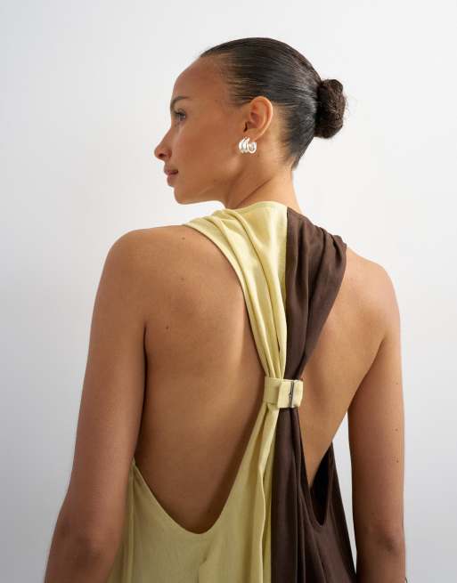brown trapeze dress Donna Karan Women's Sleeveless Midi Trapeze Dress in Canyon Brown, Size Medium
