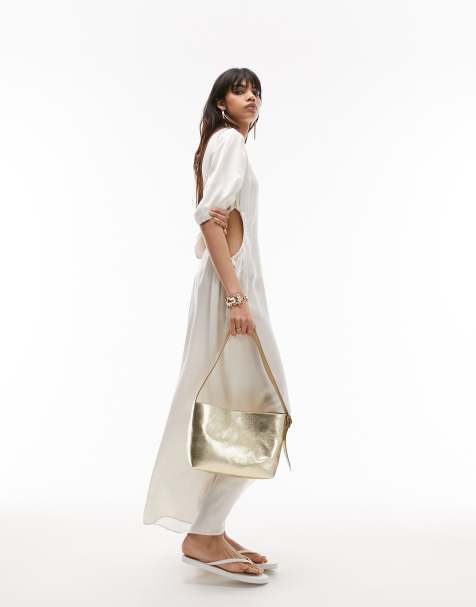 Long sleeve white outlet linen dress