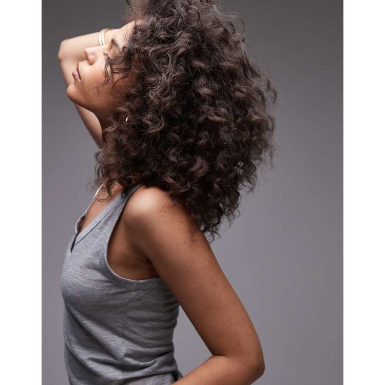 Topshop linen scoop neck tank top in gray | ASOS