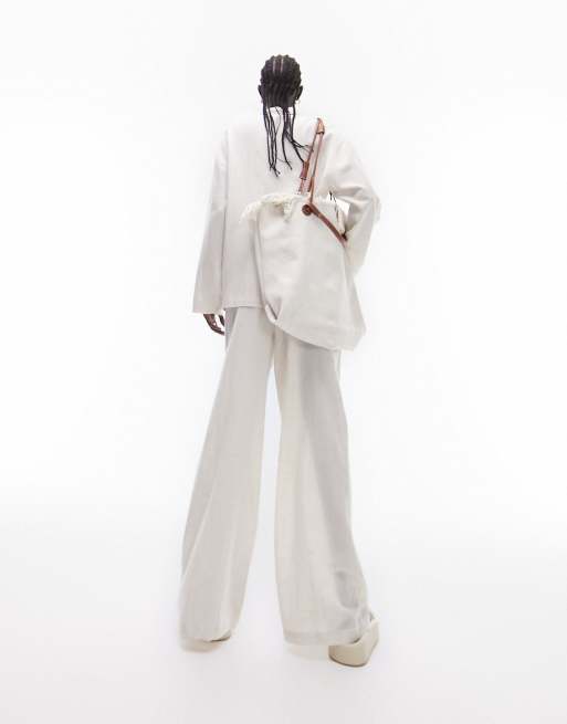 Topshop linen shirt and pants pyjama set in oatmeal, 3 of 4