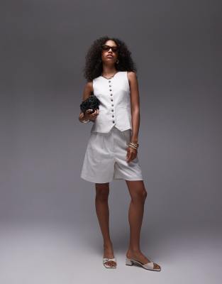 Topshop linen shorts in white (part of a set)