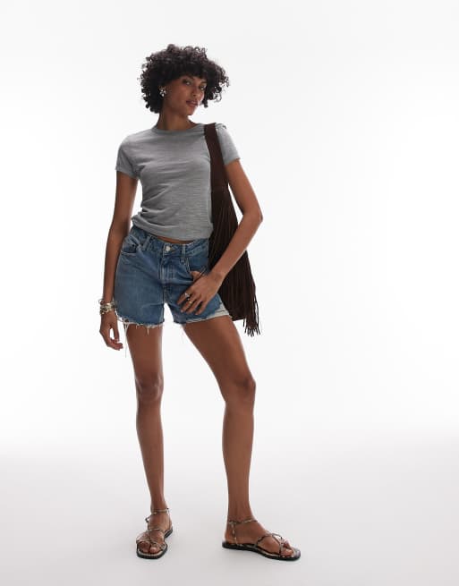 Topshop linen tee in gray
