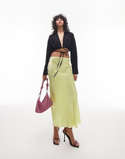 Topshop linen tie waist crop shirt in black , 2 of 4