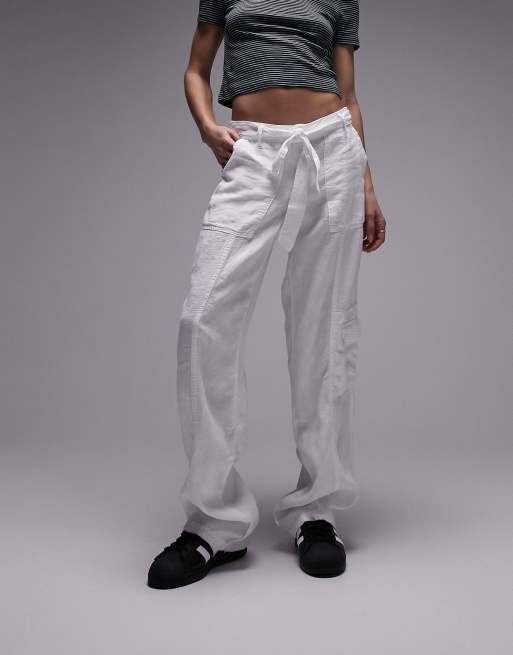 High-Waisted Cropped Linen-Blend Tapered Pants