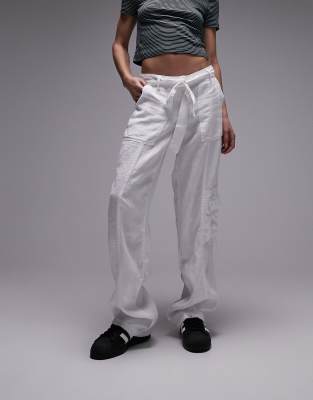 Next womens outlet white linen trousers