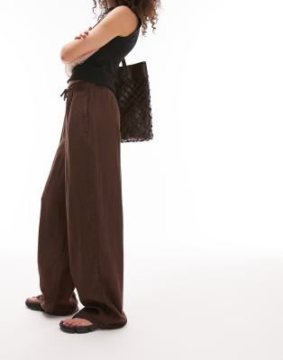 Buy Black Tie Waist Wide Leg Trousers with Linen from the Next UK online  shop