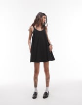 Topshop plain linen drawstring short in black