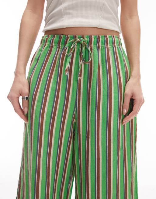 Green striped hot sale palazzo pants