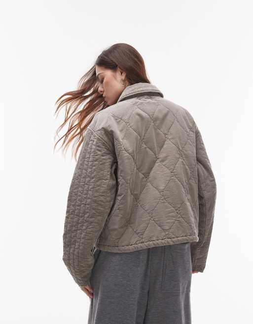 Topshop liner jacket with quilting in grey