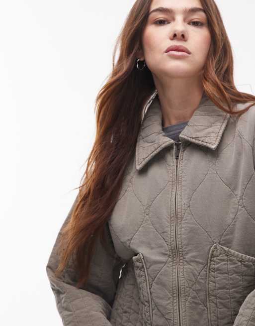 Topshop liner jacket with quilting in grey