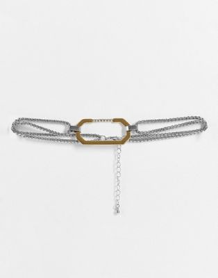 Topshop link choker necklace in mixed metals