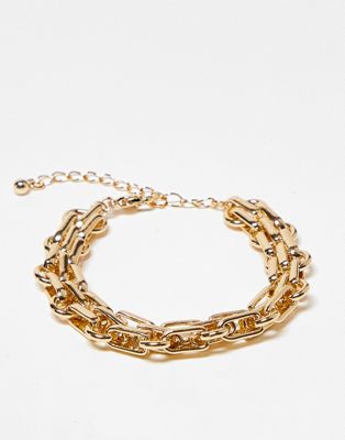 Topshop link round chain bracelet in gold