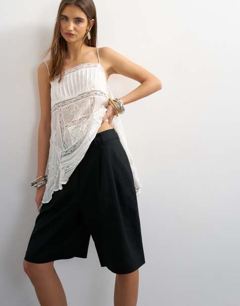 Topshop - Linnen bermuda short in zwart - view 1