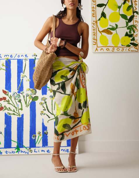 Topshop Lisbon lemon sarong in multi - view 1